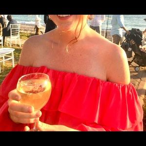 Beautiful Orange/Red Off the shoulder Dress